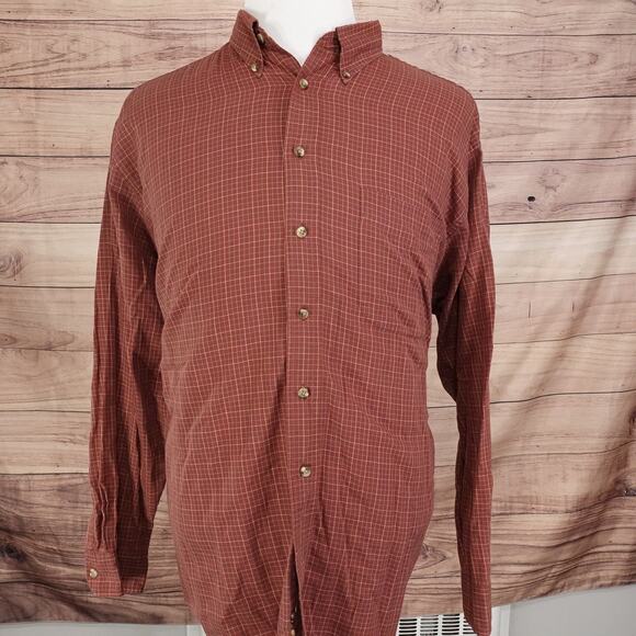 ROUNDTREE & YORKE 40s TWILL CHECK LONG SLEEVE BUTTON DOWN SHIRT MENS SIZE XL - Picture 3 of 7